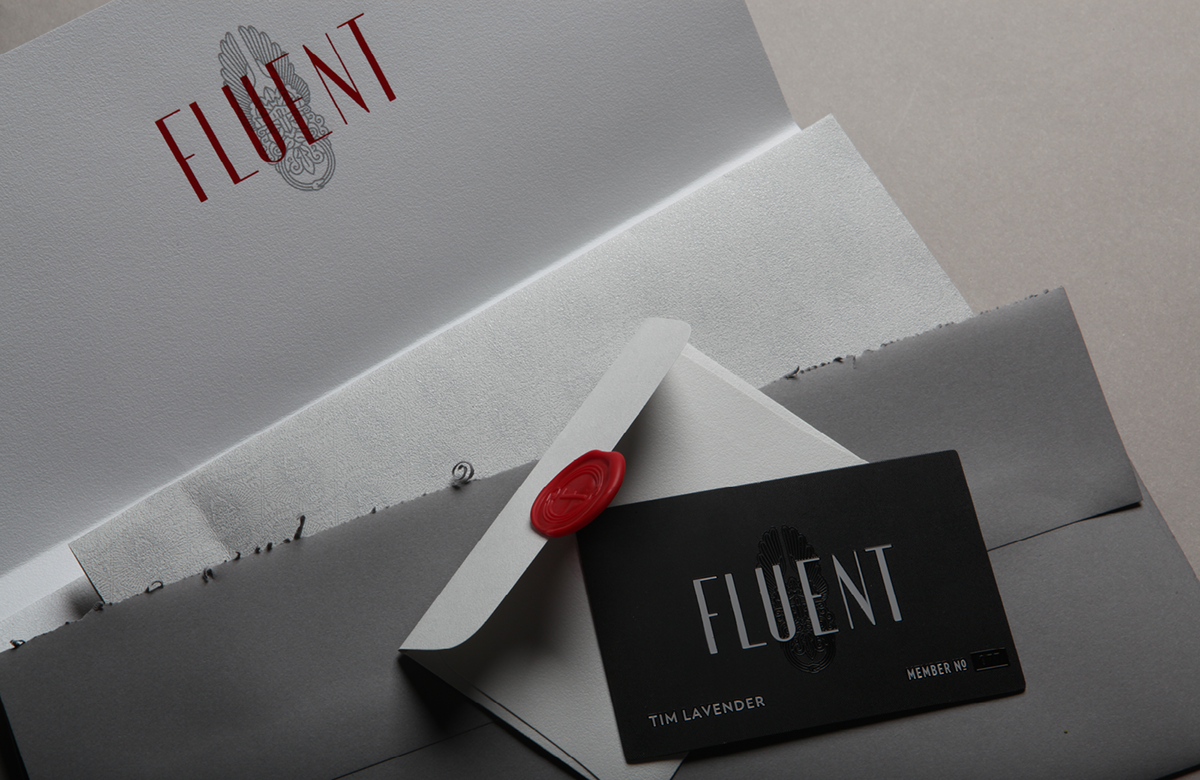 fluent dallas brand identity print Collateral stationary grey red luxury