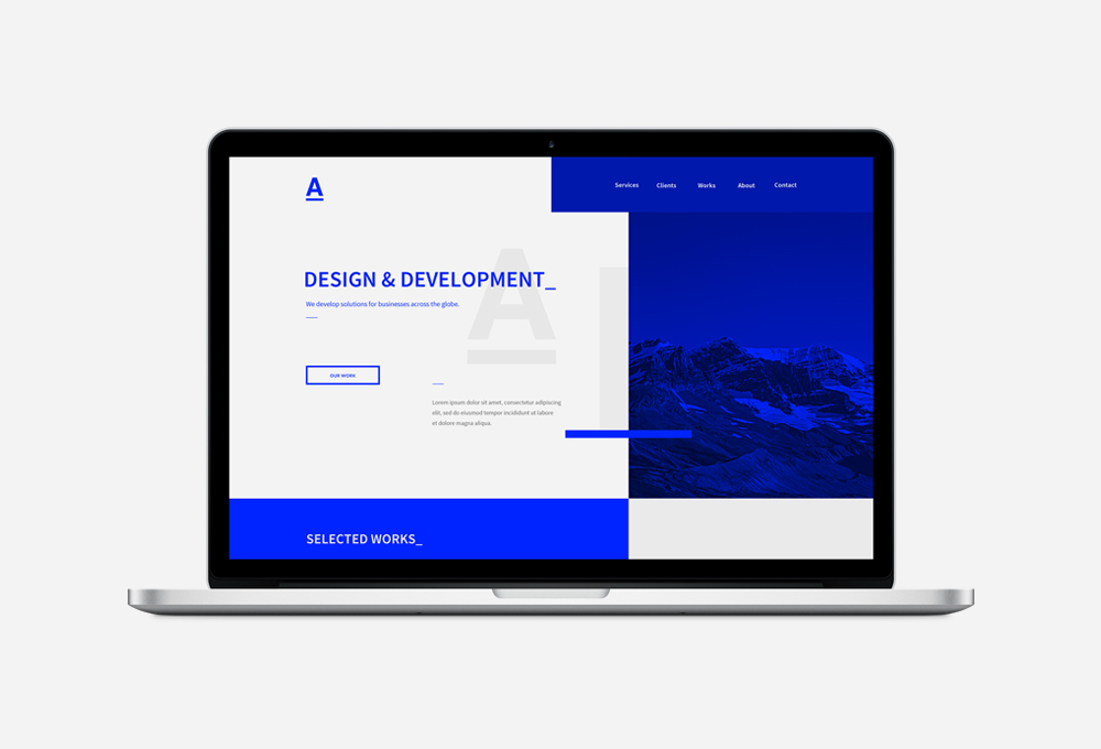 Website Responsive blue grey digital agency team modern rectangle