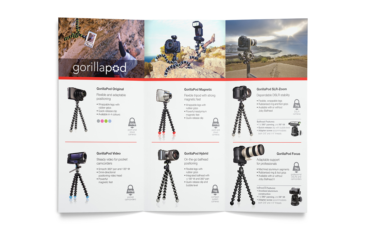 joby print brochure Photography  camera design