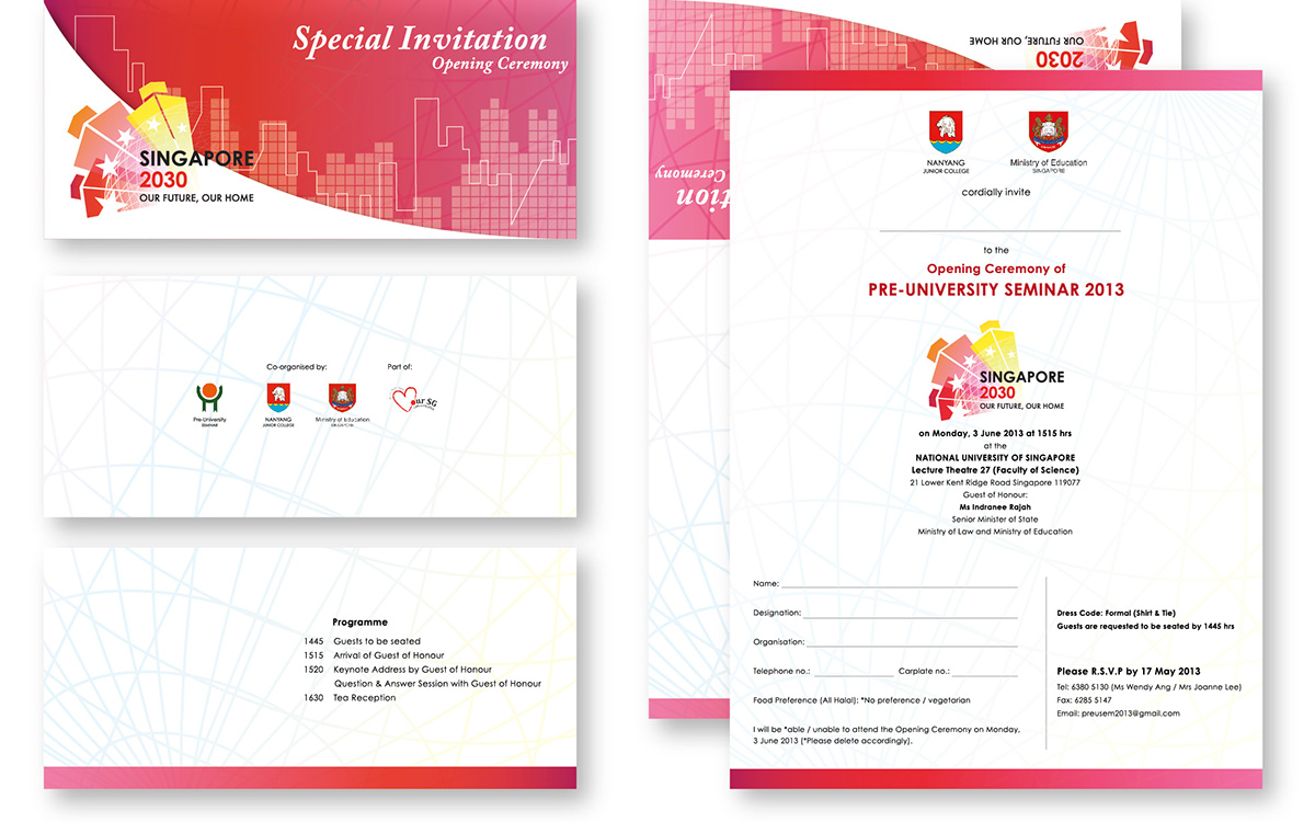 print collaterals University singapore Invitation certificate cards Event seminar