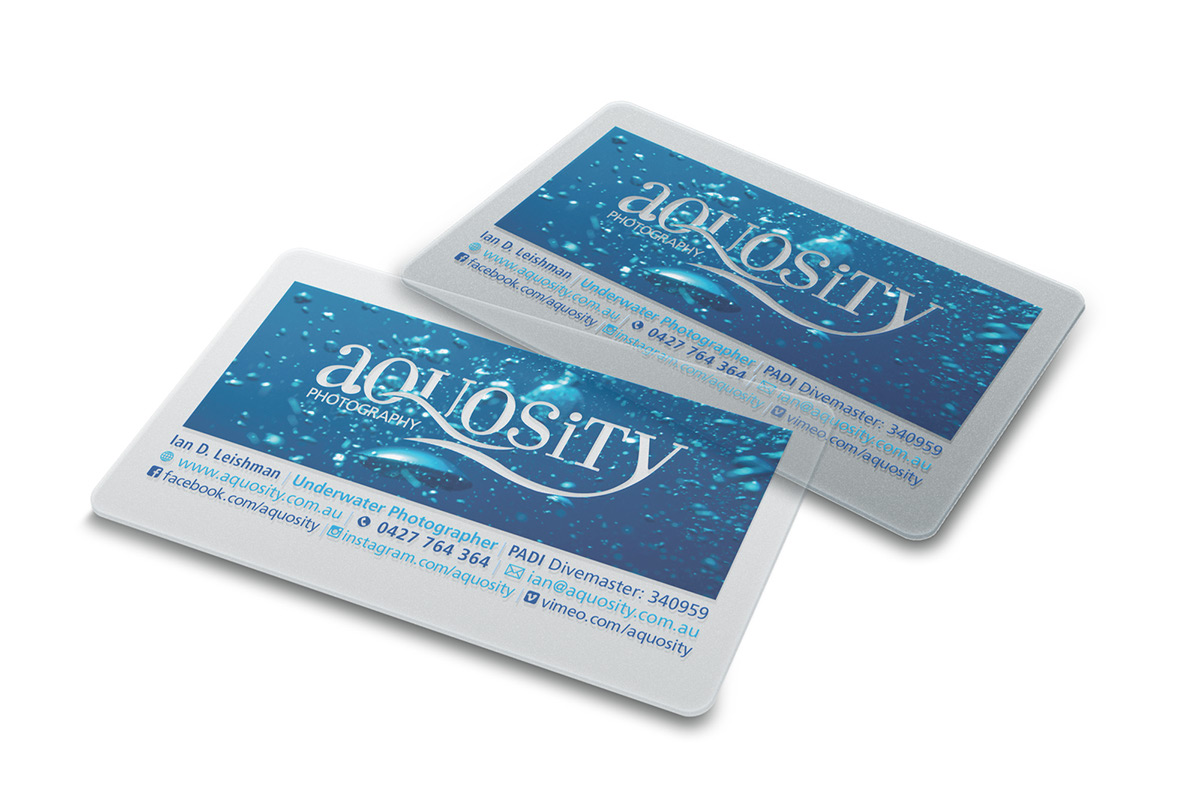 Aquosity UNDERWATER PHOTOGRAPHY identity Logotype wordmark Business Cards underwater