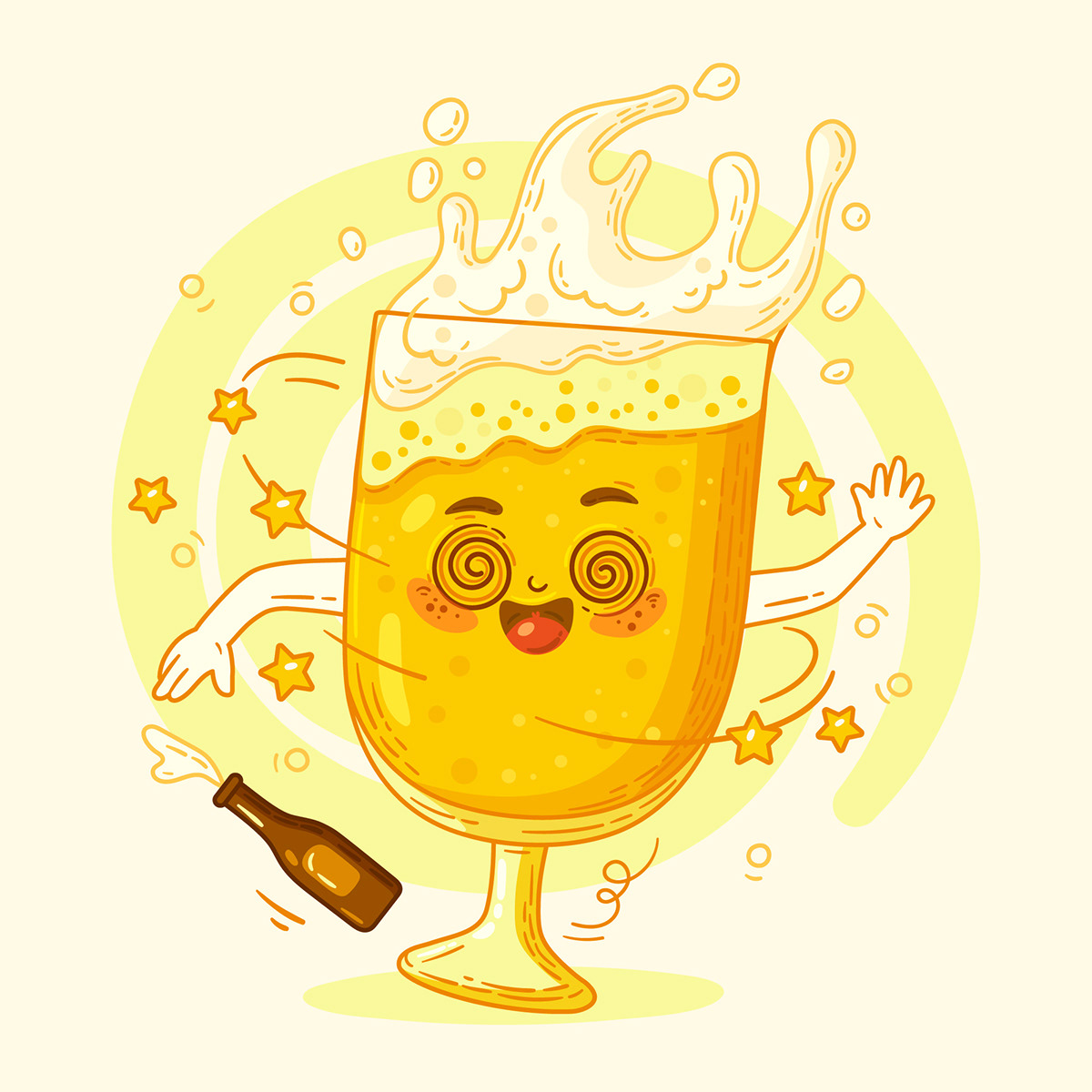 ILLUSTRATION  vector cartoon Character drink beer drunk soda tea wine