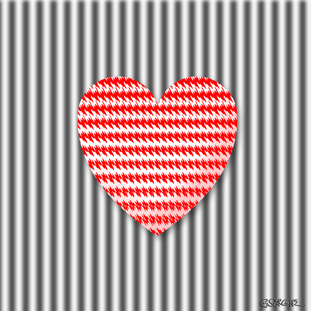 op'art hearts gianni sarcone optical illusion optic effect Kinetic effect heart Love valentine cardiology visual effect minimalist op art contemporary autokinetic
