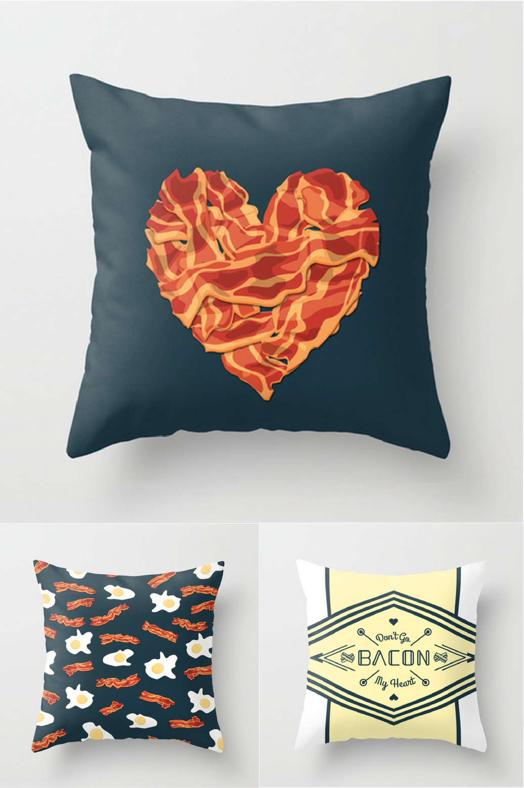 Don't Go Bacon heart meat hunger Tushar Ghei Food  lettering print pork Love bacon breakfast Fun witty humour