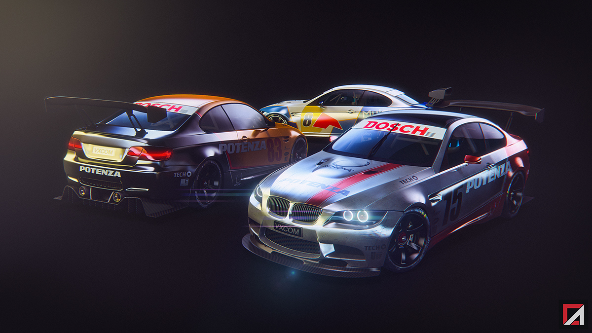 BMW Racing night M3 car 3dsmax vray photoshop E92 faster lights race automotive   Motorsport Sportscar