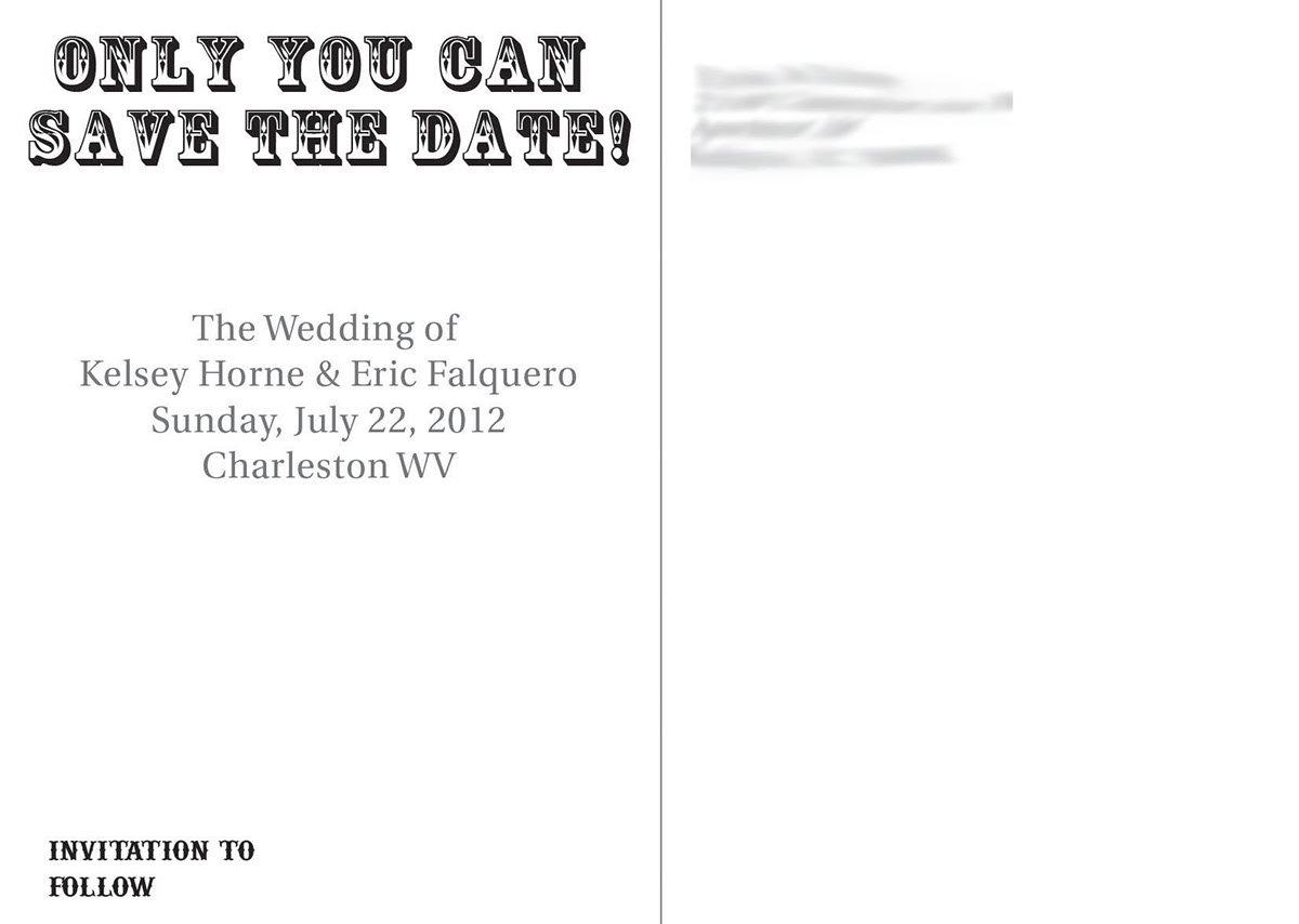 wedding Event Invitation Program save the date placemat