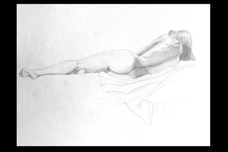 charcoal graphite black and white portrait life drawing nude Figure Drawing traditional Expression