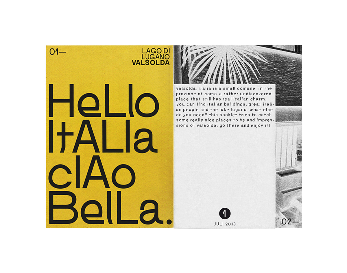 magazine Booklet typography   font clear editorial blackandwhite Typeface italia valsolda