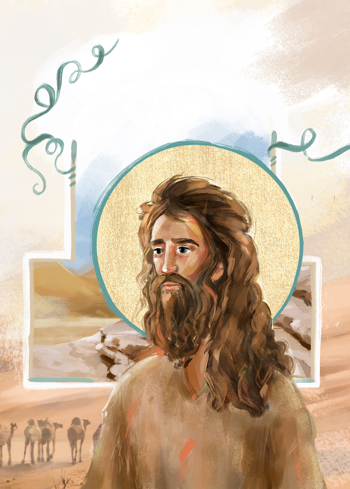 ChristianOrthodox desert Forerunner lettering picturebook saint digital illustration spiritual spirituality spirituality christianity