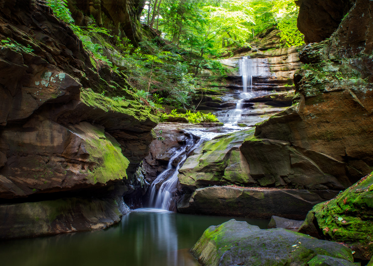 Nature Landscape lake Kentucky water waterfall cliffs grayson lake trees kayak