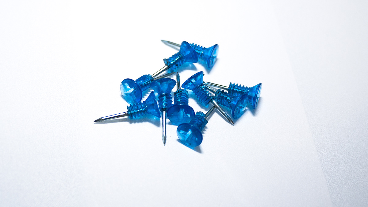 push pins blue screws