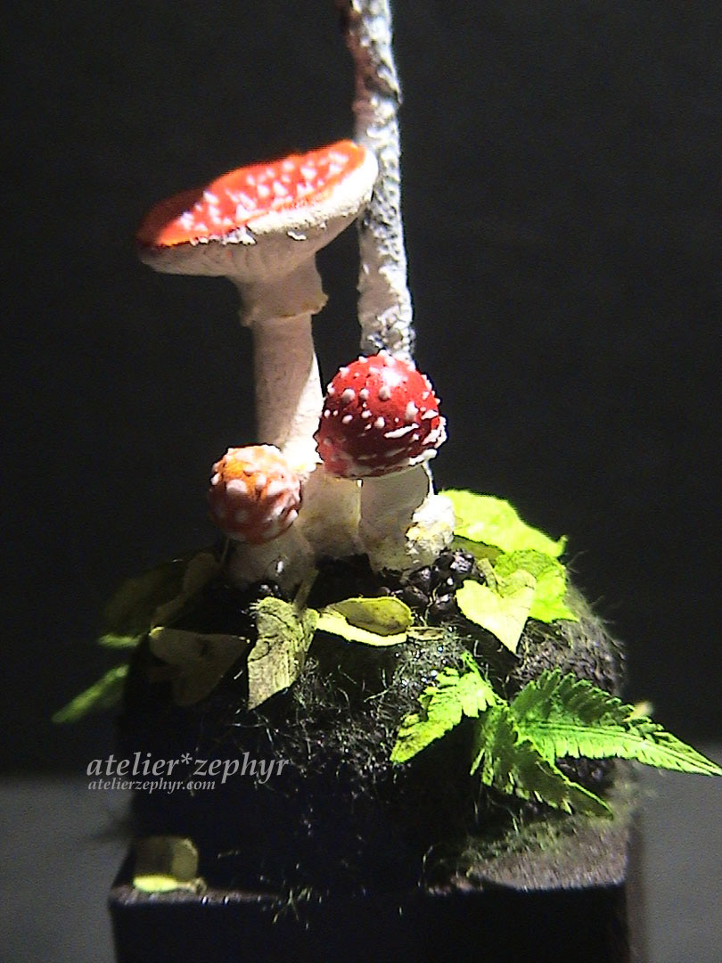glass bottle atelier*zephyr Miniature fly agaric polymer clay Nature plants mushroom Fungi