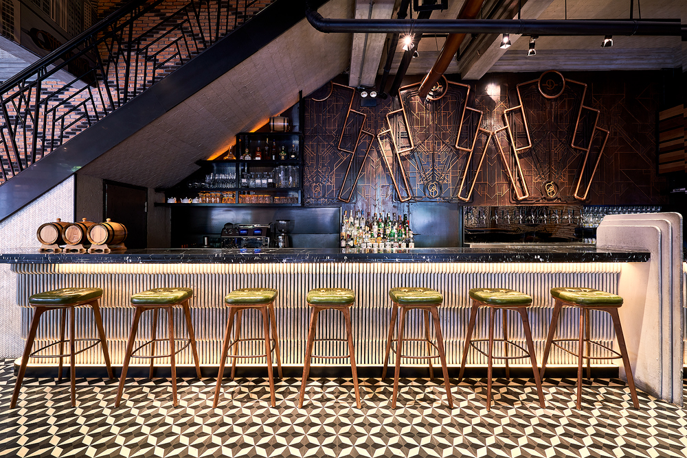 interior design  bar restaurant lounge red design graphics