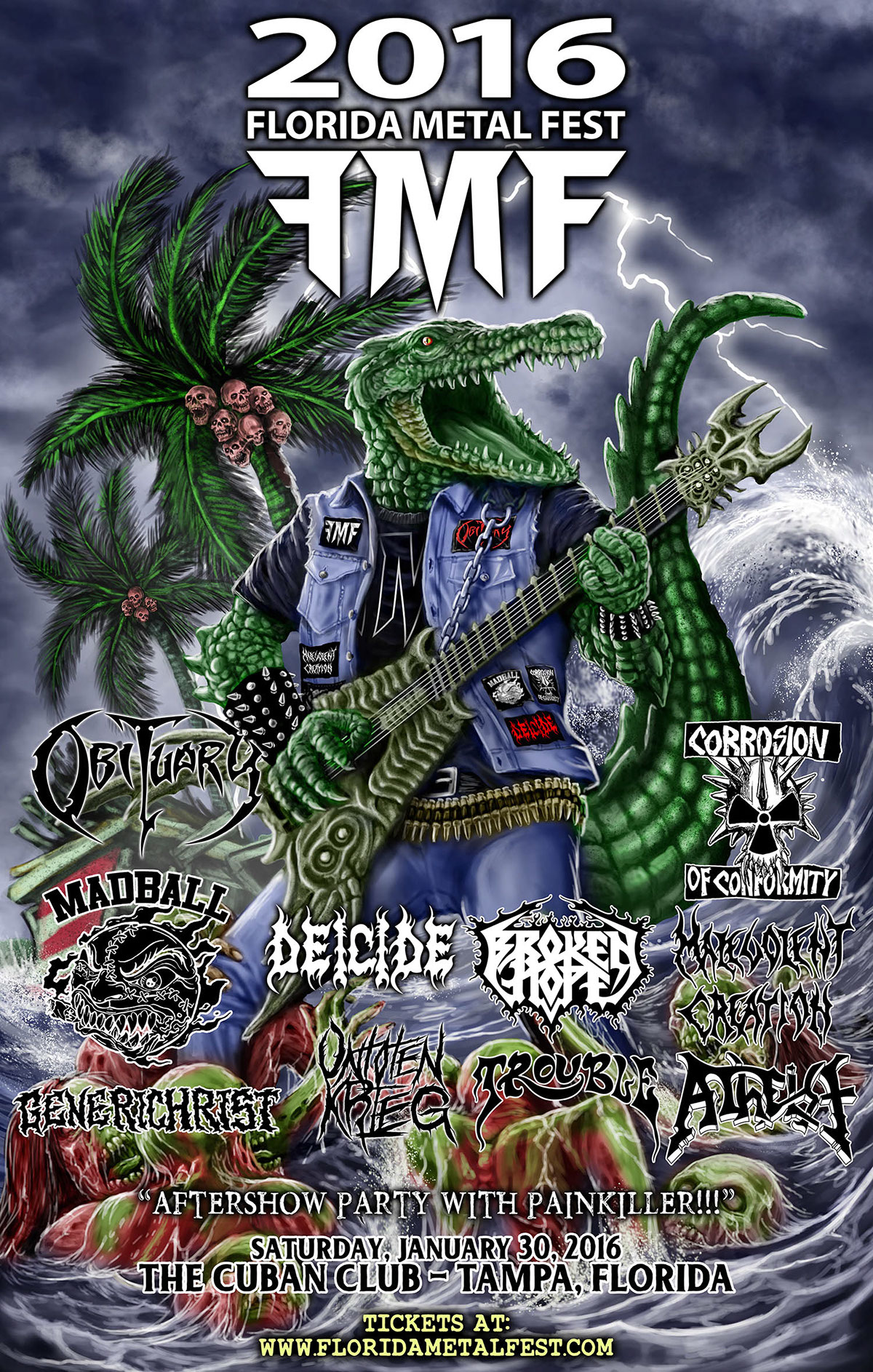 Metalfest poster artwork alligator Deathmetal skull