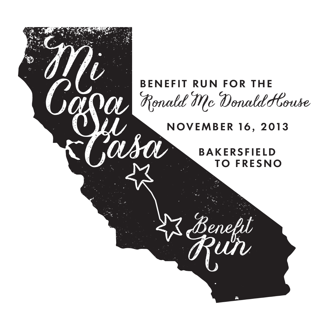 Ultra Run charity benefit ronald mc donald house California type Script lettering logo Fresno bakersfield ultra 125 miles run
