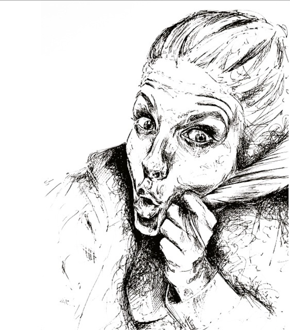 ink Sarah Loynd Expression surprise art artwork ink drawing self-portrait