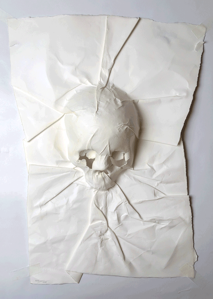 paper skull skull Calligraphy   intervention art skull paint