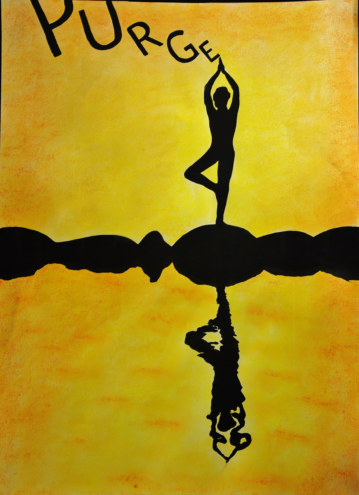 one word poster poster purge Yoga sunset Silhouette