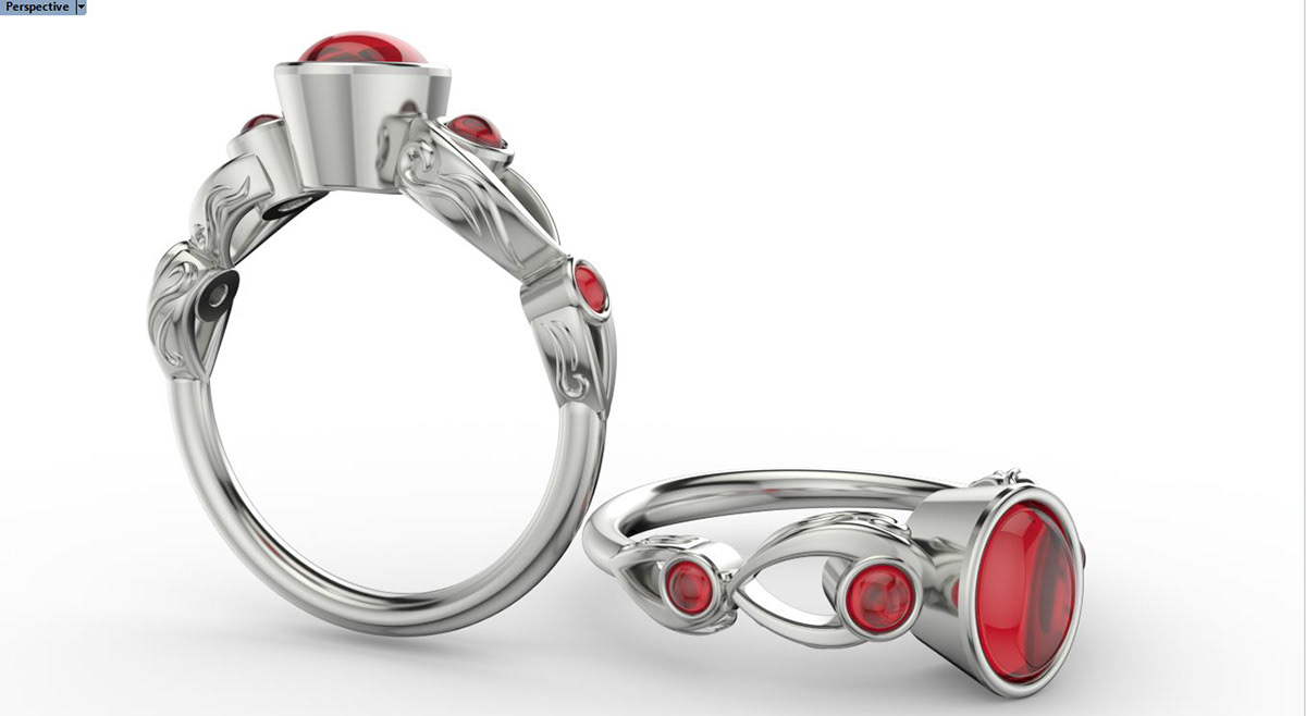 Amaterasu CAD Design garnet jewelry Jewelry Design  Okami video game