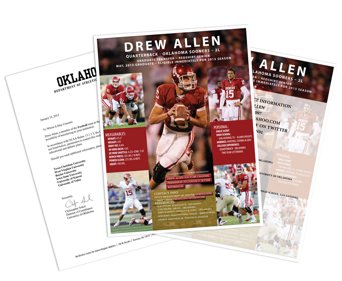 Drew Allen Stat Sheet football college University quarterback fact sheet
