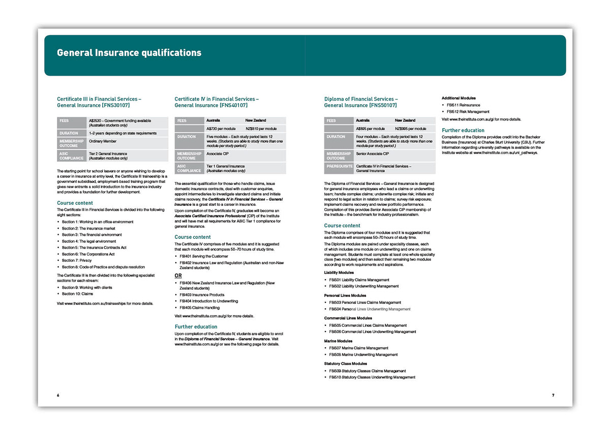 education materials insurance finance corporate Layout brochure