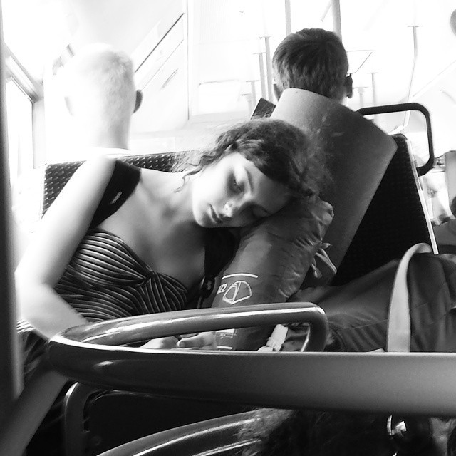 women sleeping train metro Transport black and white Photography  portrait