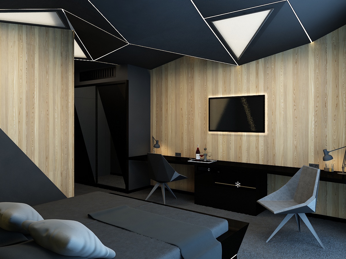 origami  hotel hotel room Interior furniture industrial geometric