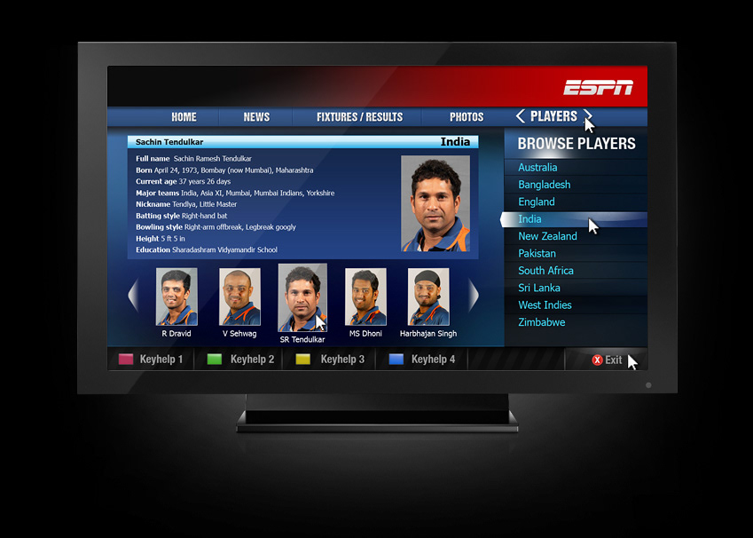 IPTV UI ESPN Cricinfo