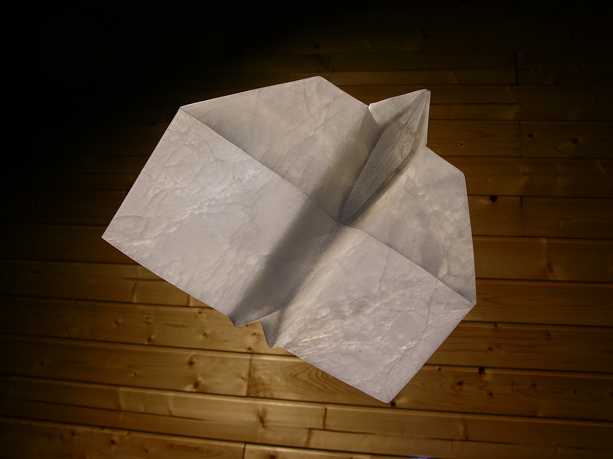 stone paper airplane origami  art Alabaster pedro ganogal madrid spain sculpture sculptor