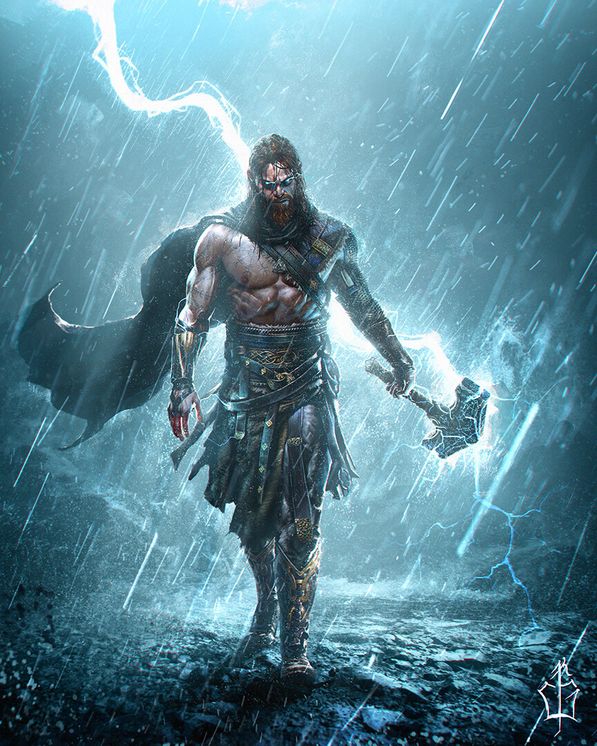 Character design  concept art Digital Art  digitalpainting ILLUSTRATION  nordic painting   Scandinavian Thor warrior