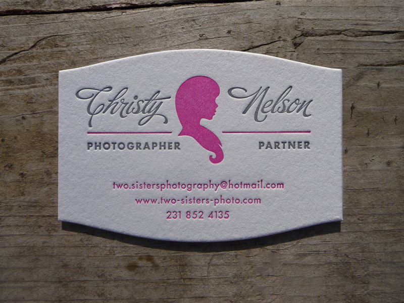 letterpress business card die cut Silhouette woman sophisticated elegant photographer logo identity cameo Custom Unique Stationery
