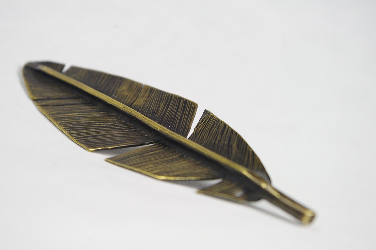 feather fold forming brass pin
