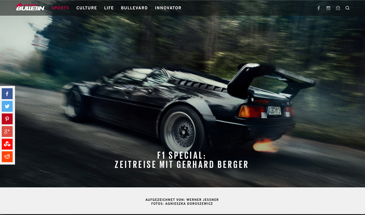 Gerhard Berger f1 M1 M1sportscar M1 procar BMW Racing portrait redbulletin editorial