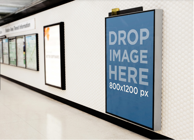 Download Poster Mockup On A Subway Corridor On Behance