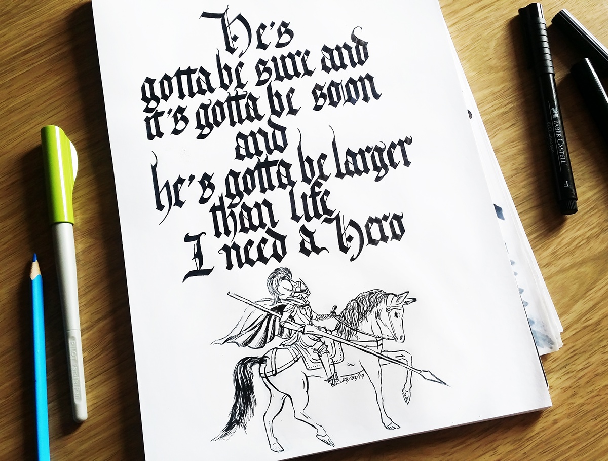 ink warrior Hero Calligraphy   gothic dragon lion pen music song