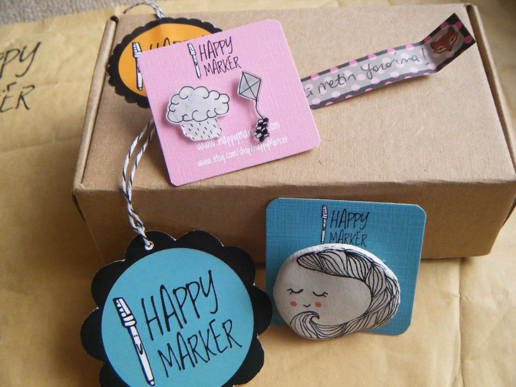 happy Marker cute jewelry handmade special doodle Earring graduation Project Web site Label