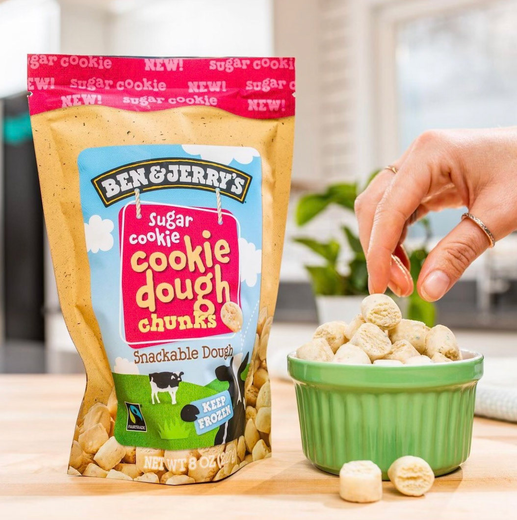 Ben & Jerry's chunks delicious font half baked ice cream snackable treats