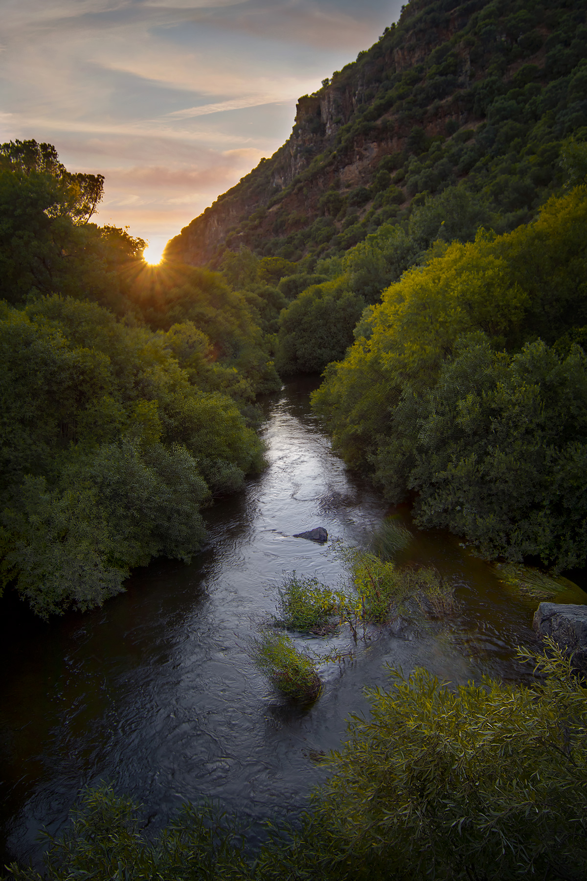 Arroyo del Molino creek forest Landscape long exposure Nature Río Guadiato river sunset Trassierra