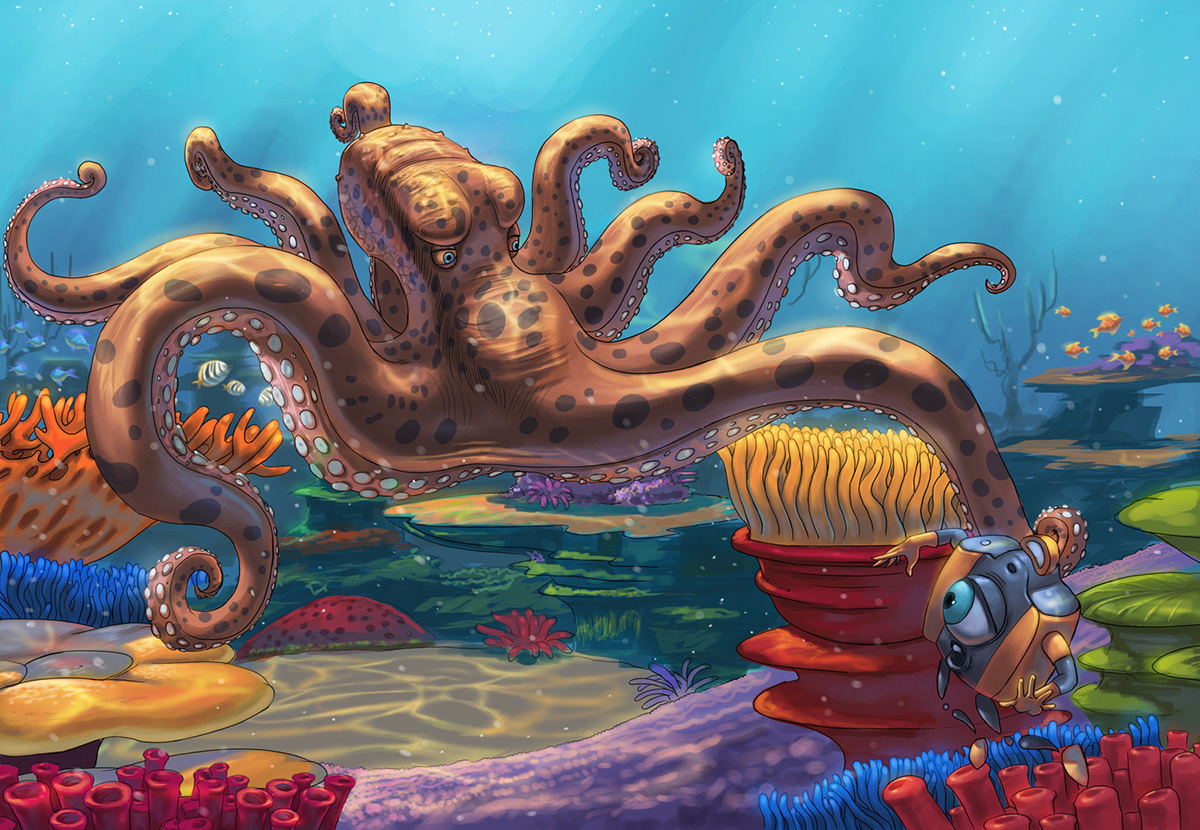 digital painting children book illustration underwater illustration  sea life illustratin