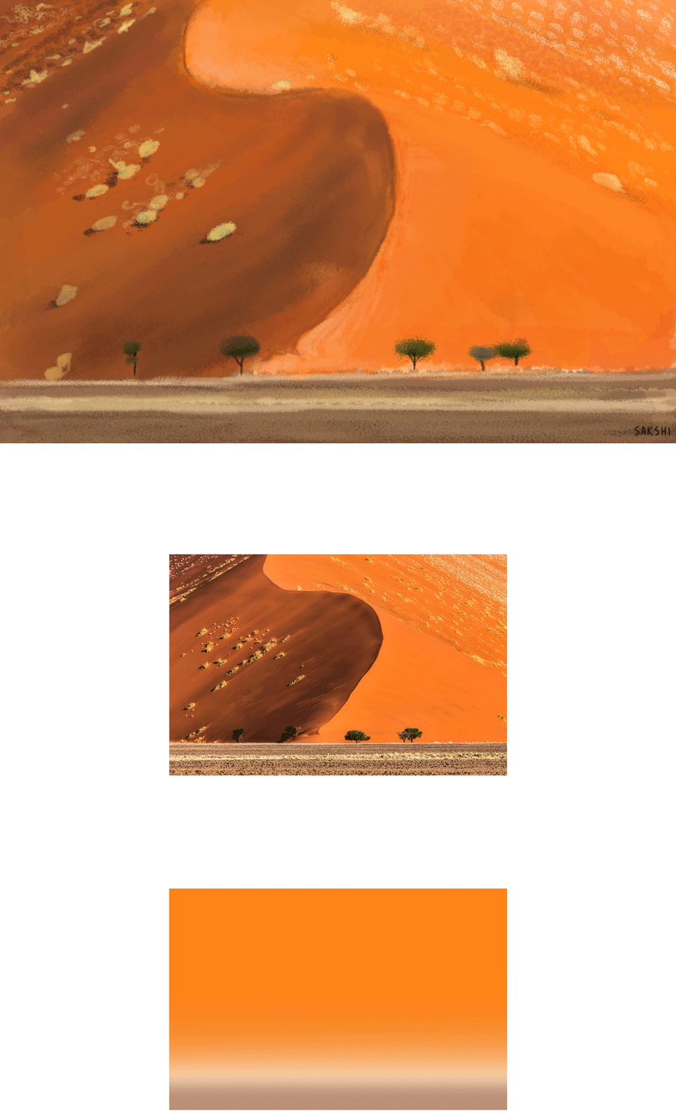 Landscape digital painting Nature sea desert mountain rock