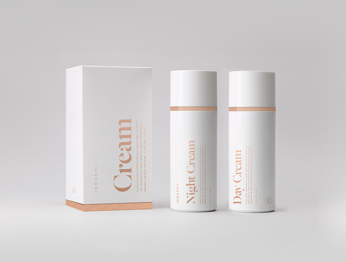 Inderma skin care foil type design cosmetics beauty package tube type vertical luxury premium