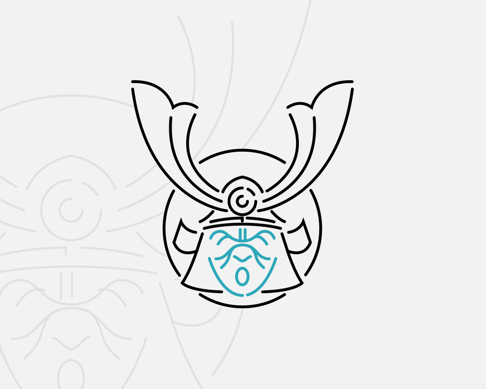 Icon flat logo design minimalist samurai kabuto japan mask vector