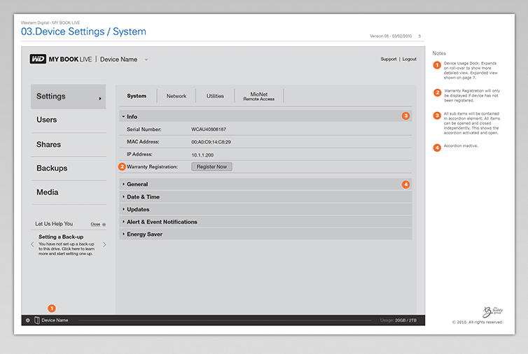 western digital wd mybooklive ux wireframes user flows specifications