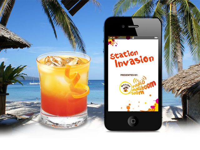 malibu rum STATION  invasion mobile  app dj photo recipes drinks beach invasion app