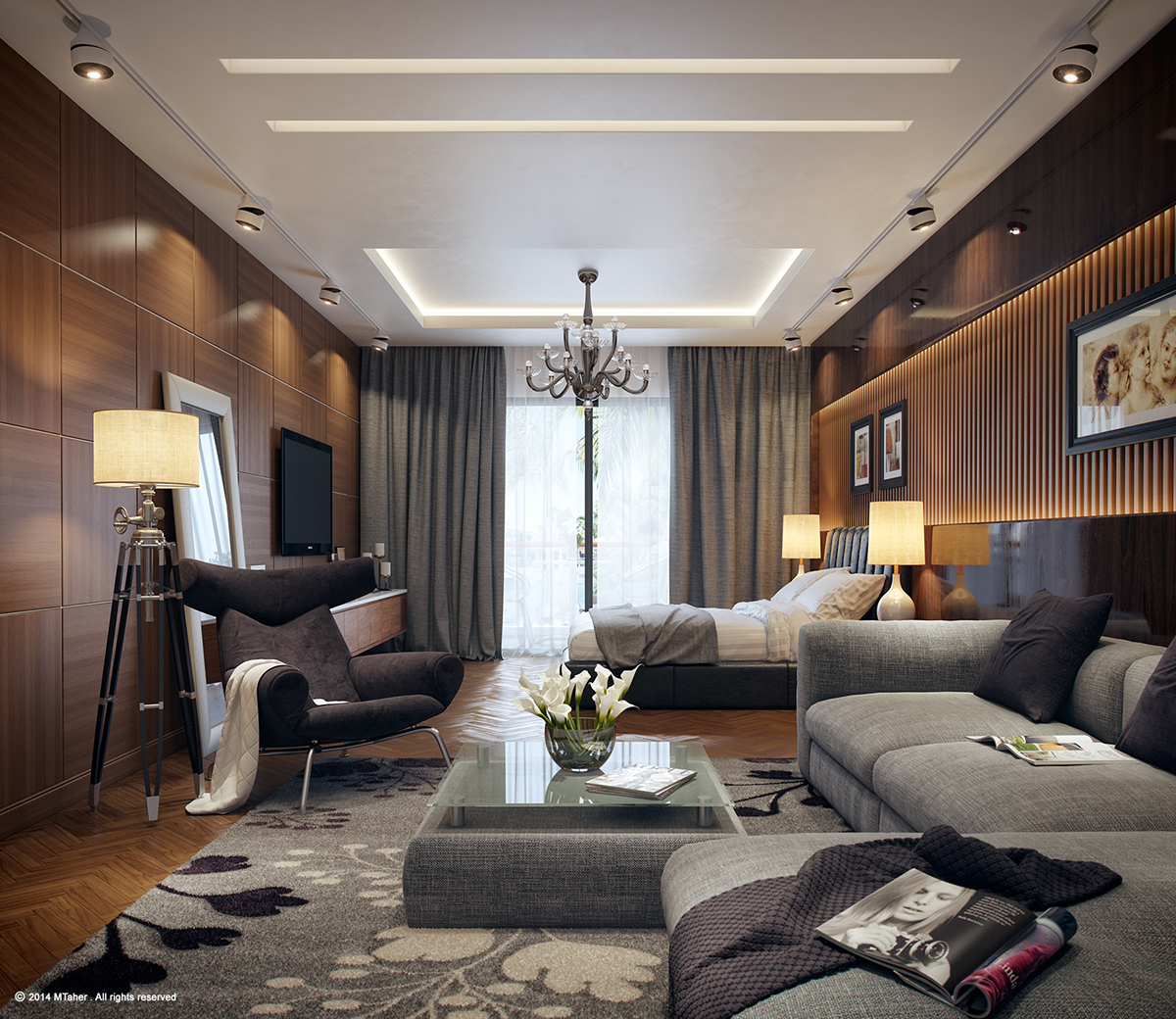 contemporary modern Studio apartment muhammad taher vray 3ds max