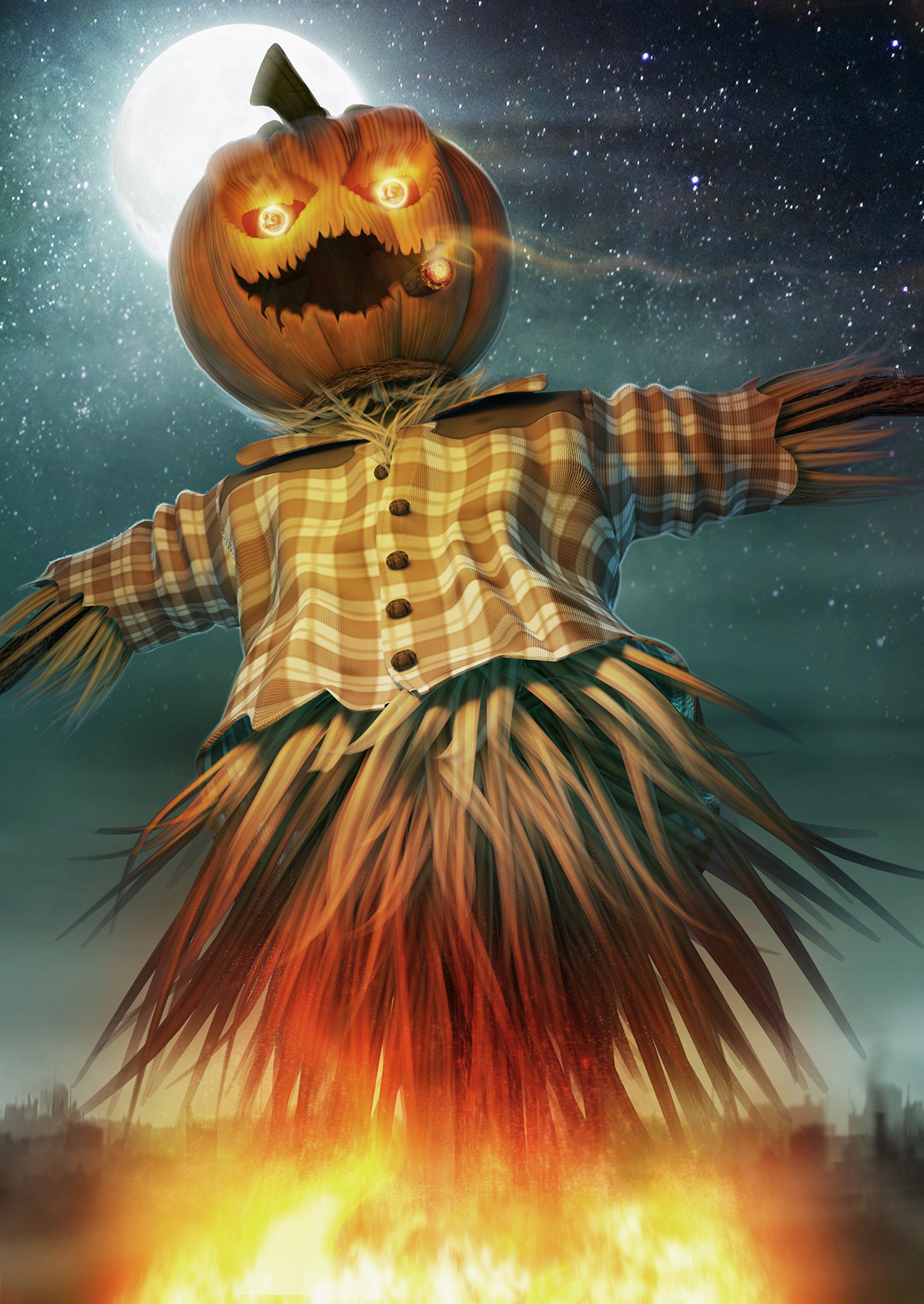 Character 3D visual CG scarecrow corn puppet
