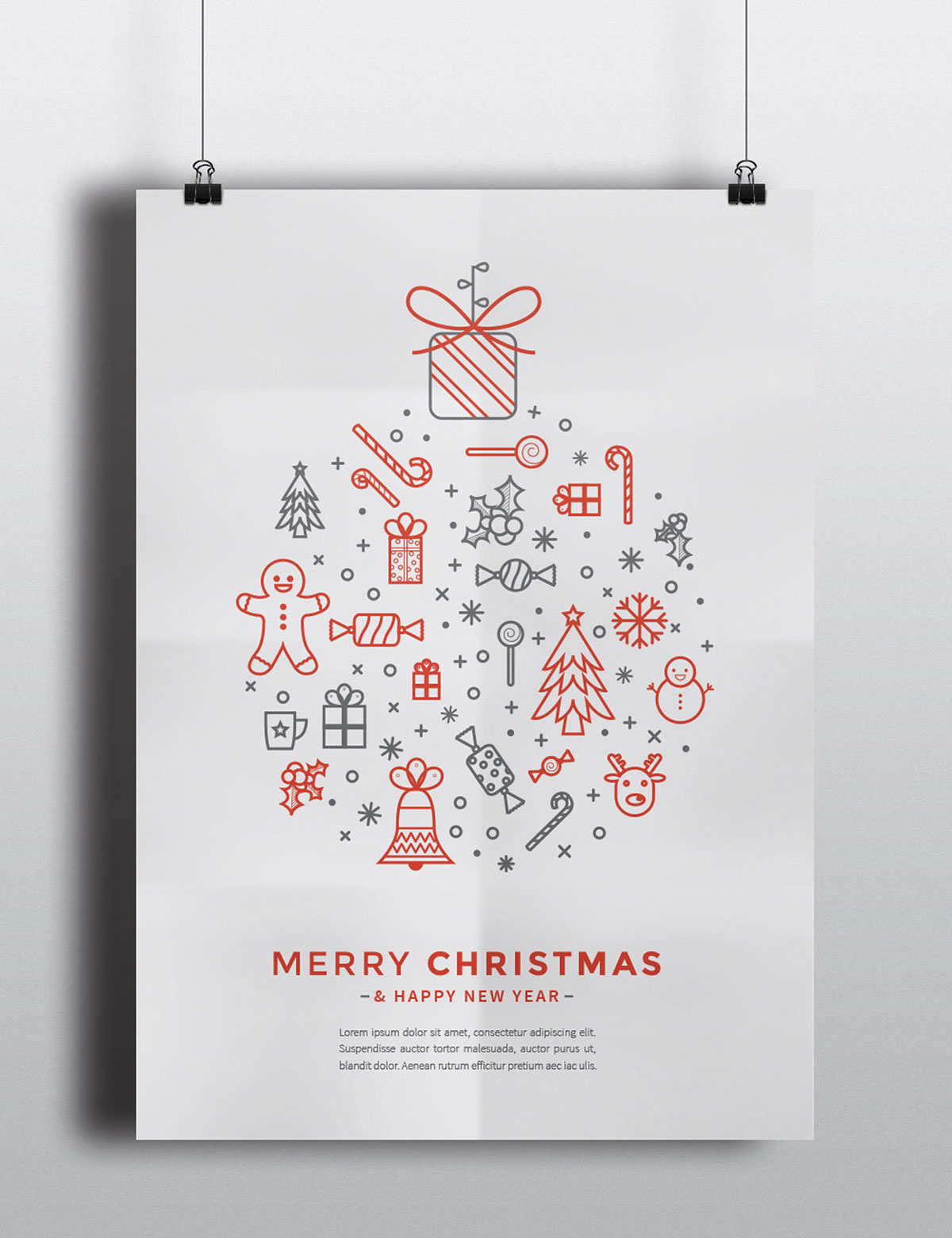 Christmas holdays poster flyer template icons