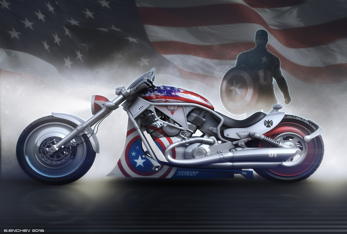 captain america with motorcycle