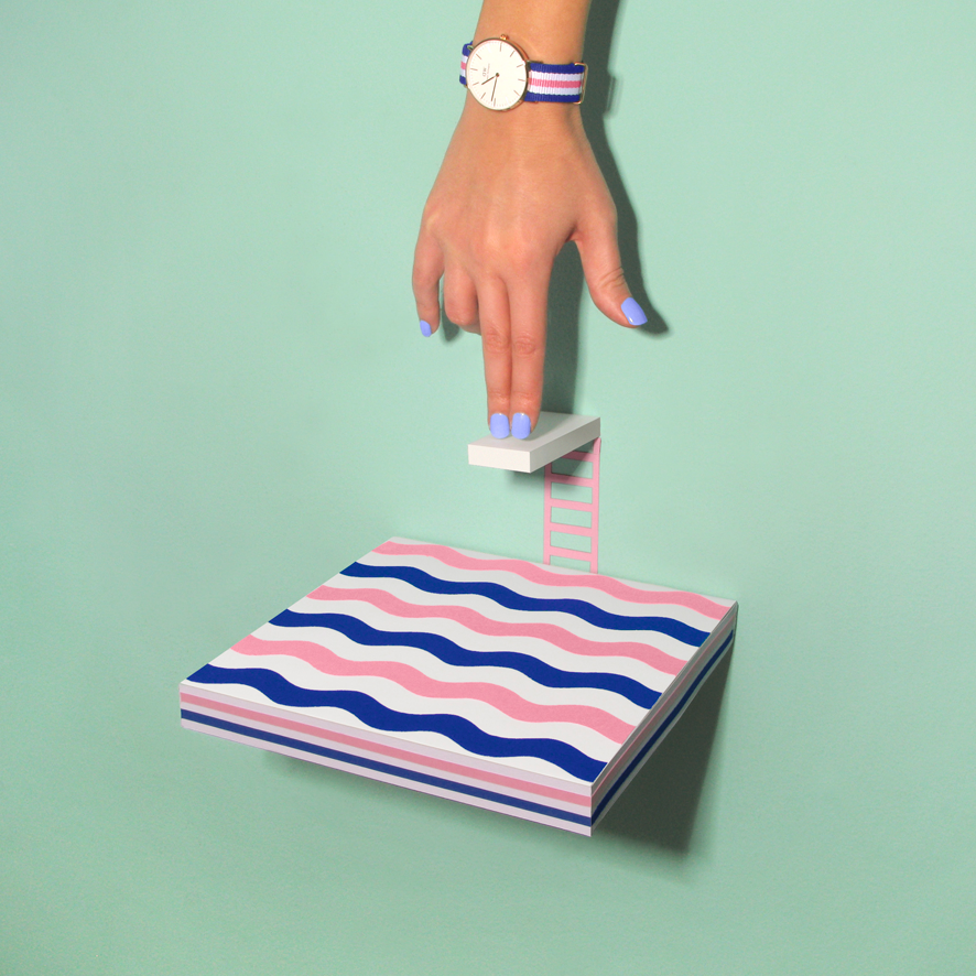 mariontoy maridimitrouli danielwellington watch stripes surreal conceptual ArtDirection time pop props paper handmade Greece