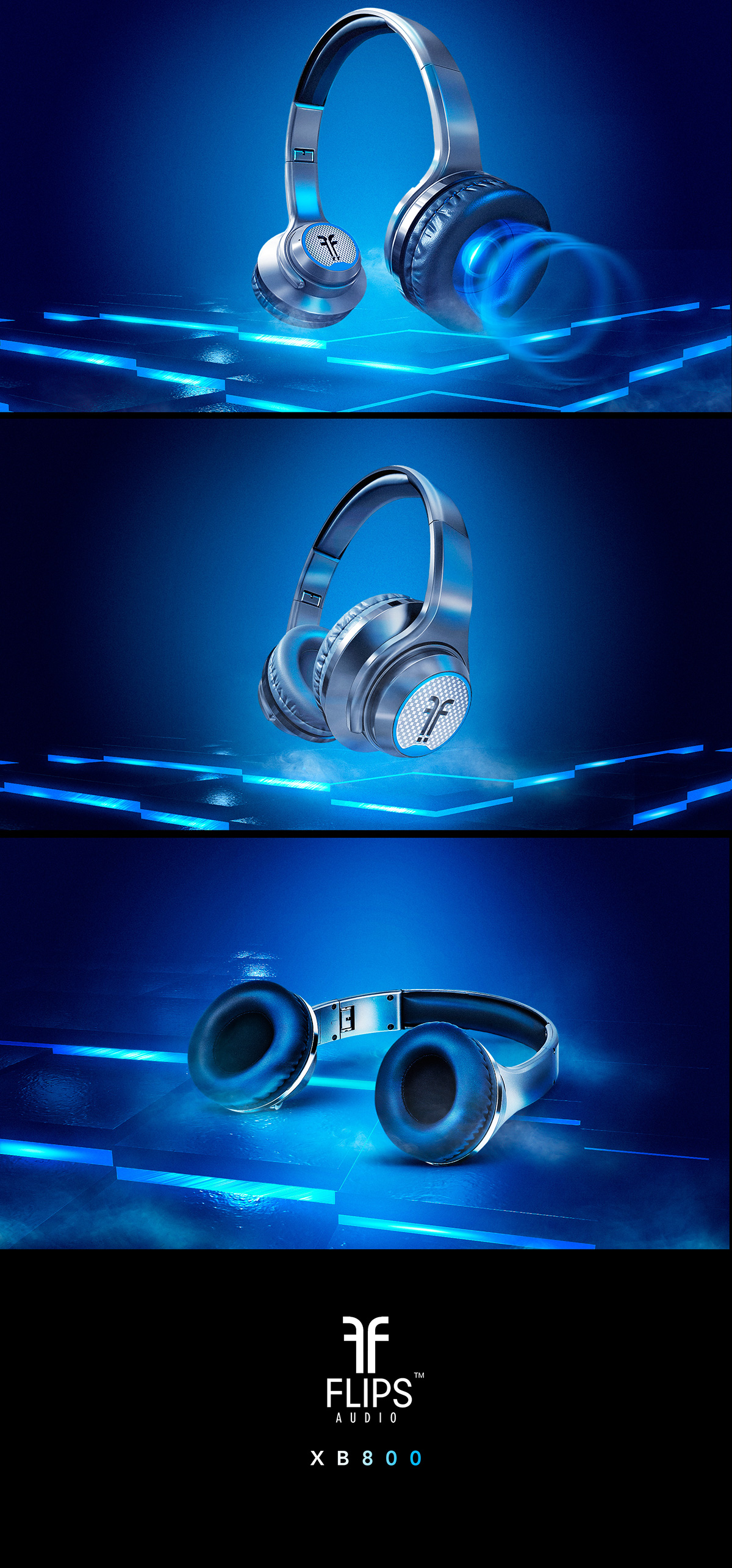 blue headset Audio 3D brand Matte Painting